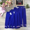 Quần legging nỉ da cá chun xe gấu nơ - xanh biển-